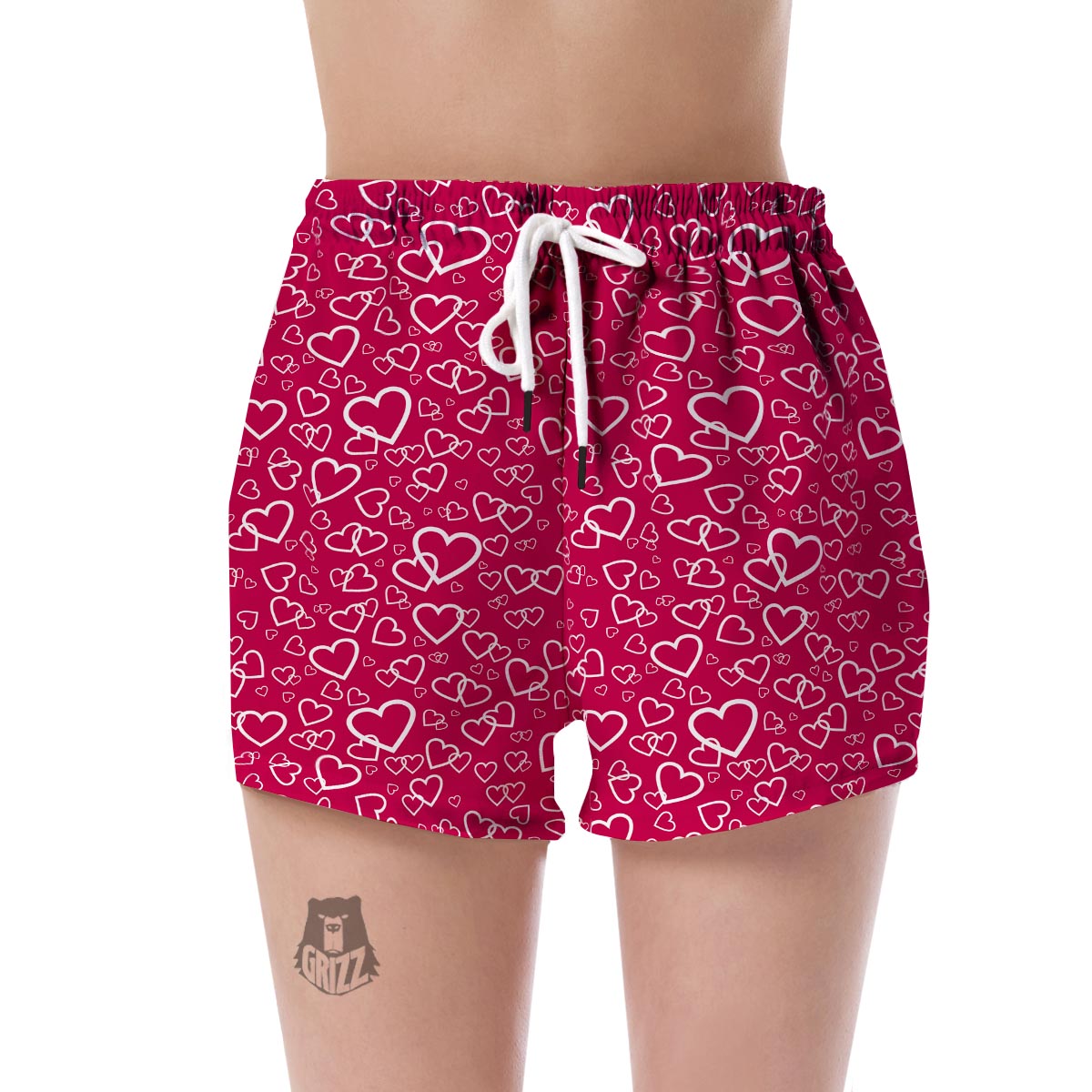 Heart Pattern Print Women's Shorts-grizzshop