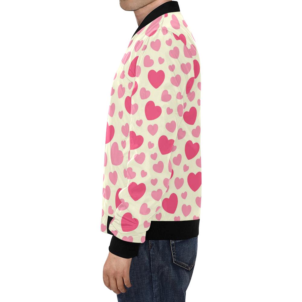 Heart Print Pattern Men's Bomber Jacket-grizzshop