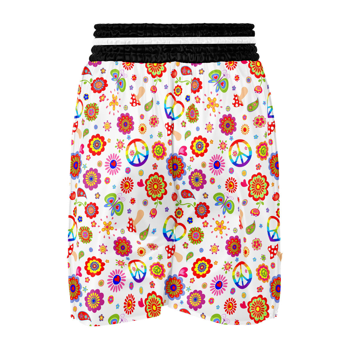 Heart Psychedelic Peace Sign Print Pattern Boxing Shorts-grizzshop
