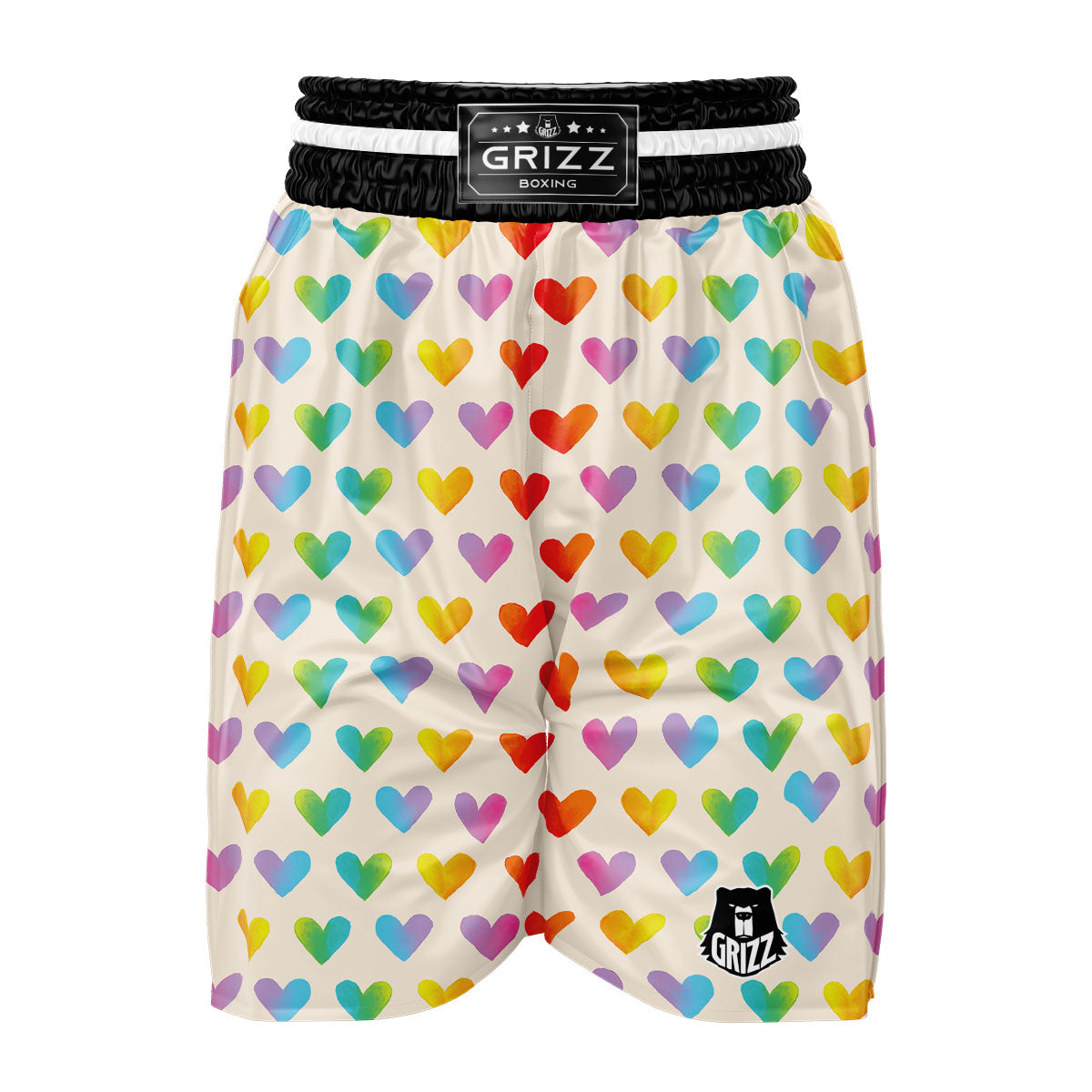 Heart Rainbow Print Pattern Boxing Shorts-grizzshop