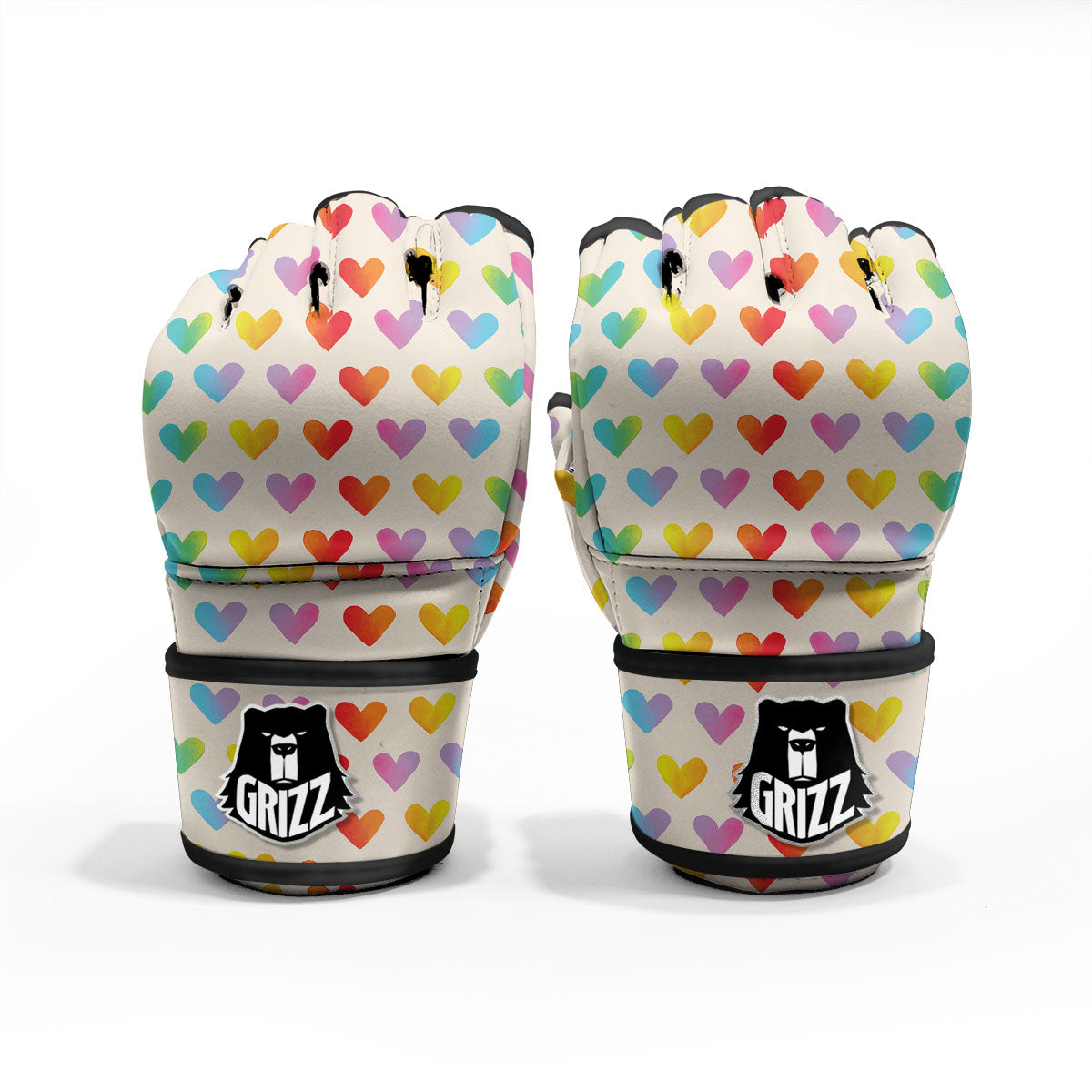 Heart Rainbow Print Pattern MMA Gloves-grizzshop