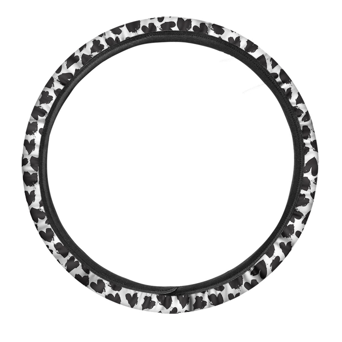 Heart White And Black Print Pattern Car Steering Wheel Cover-grizzshop