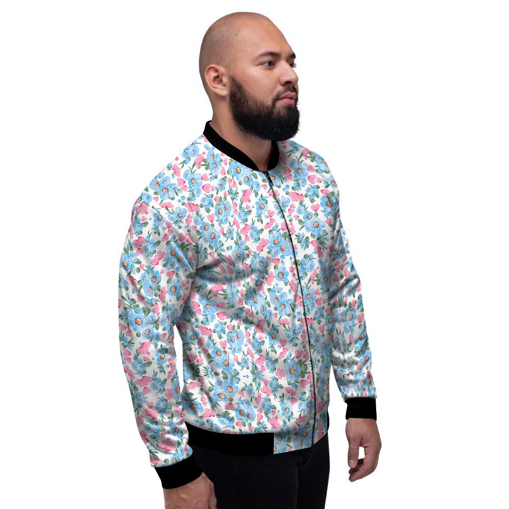 Heart And Flower Valentine's Day Print Pattern Men's Bomber Jacket-grizzshop