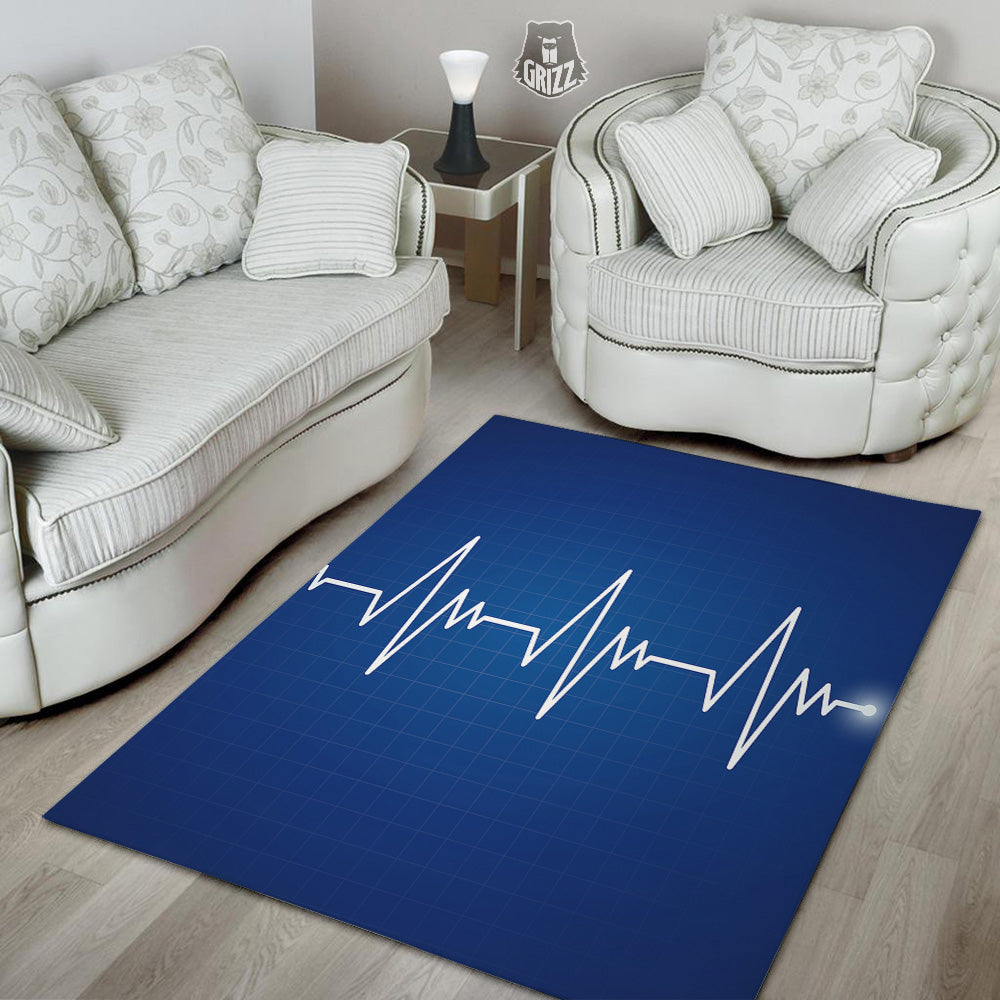 Heartbeat Blue Print Floor Mat-grizzshop