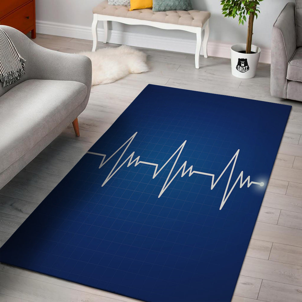 Heartbeat Blue Print Floor Mat-grizzshop