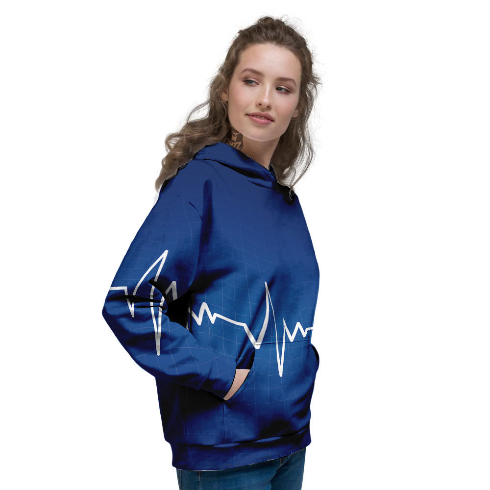 Heartbeat Blue Print Women's Hoodie-grizzshop