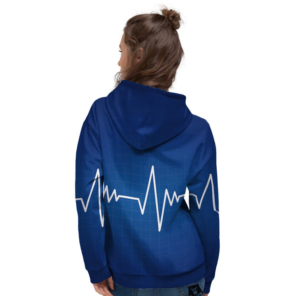 Heartbeat Blue Print Women's Hoodie-grizzshop