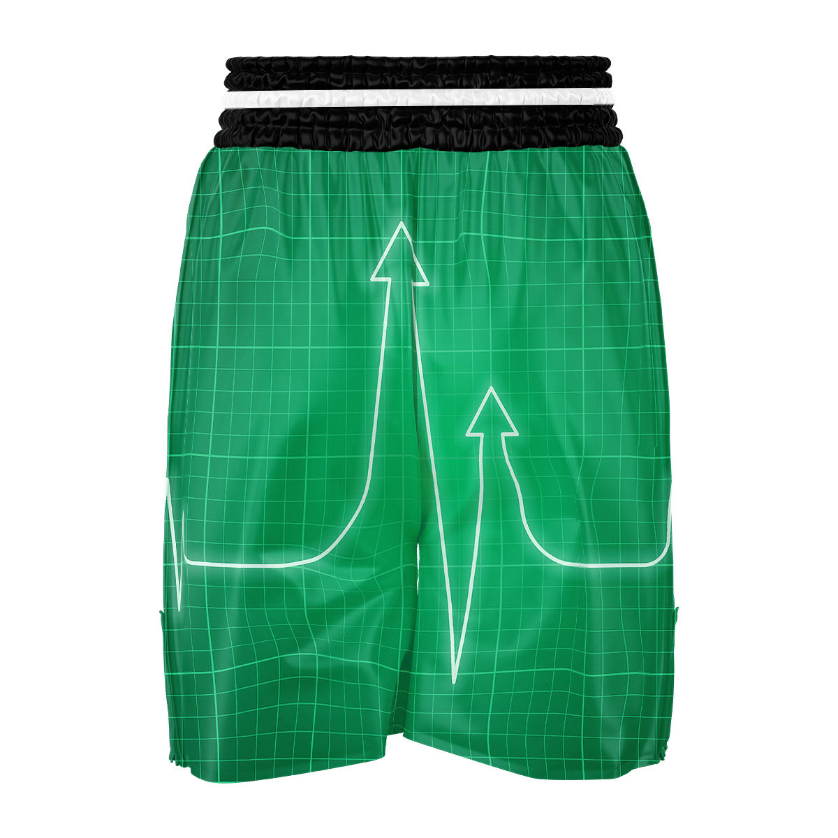 Heartbeat Green Print Boxing Shorts-grizzshop