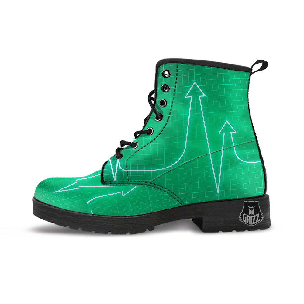 Heartbeat Green Print Leather Boots-grizzshop