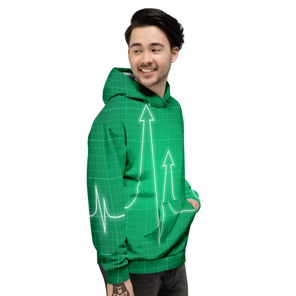 Heartbeat Green Print Men's Hoodie-grizzshop