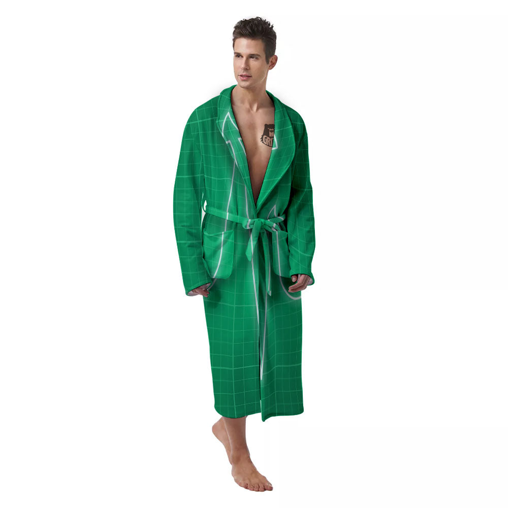 Heartbeat Green Print Men's Robe-grizzshop