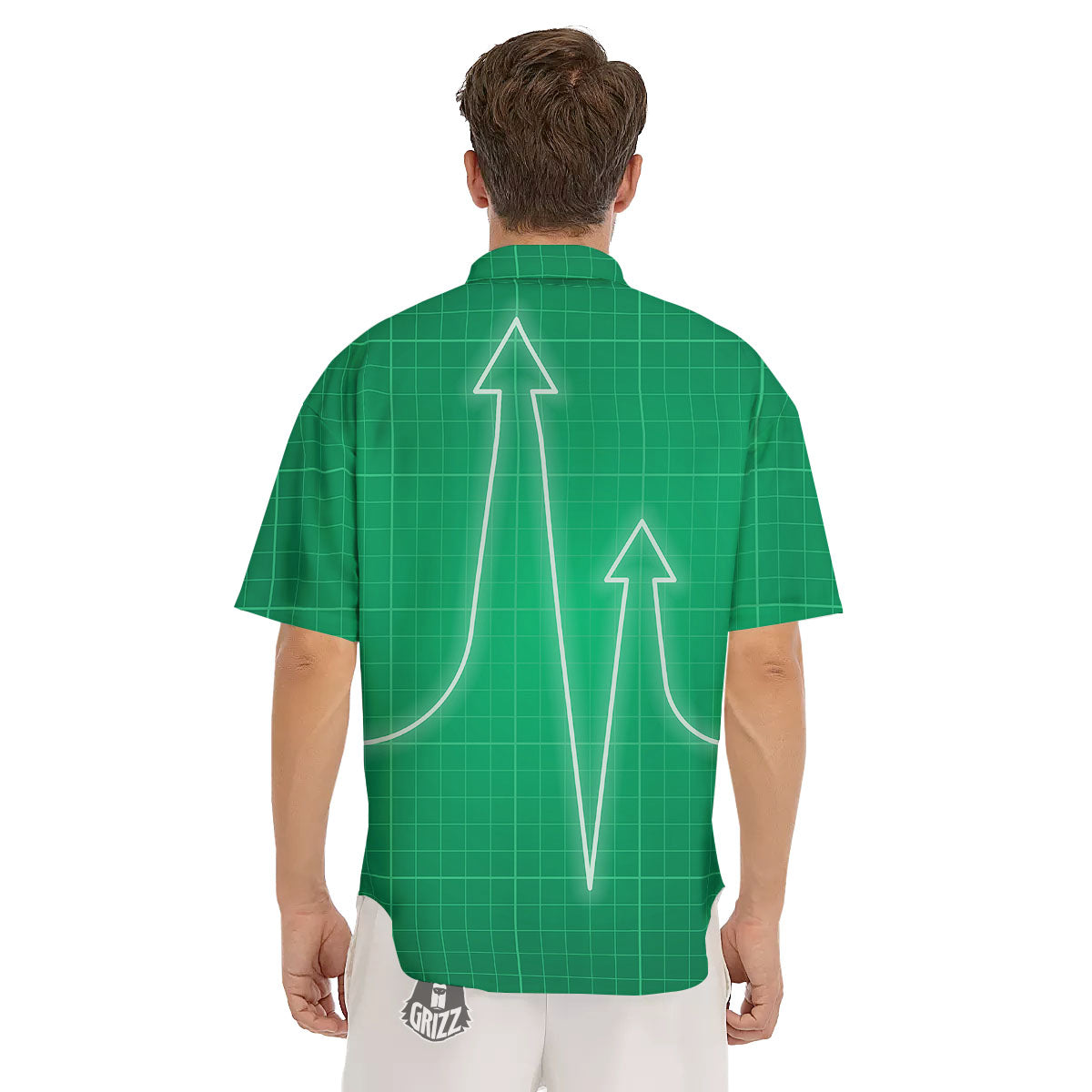 Heartbeat Green Print Men's Short Sleeve Shirts-grizzshop