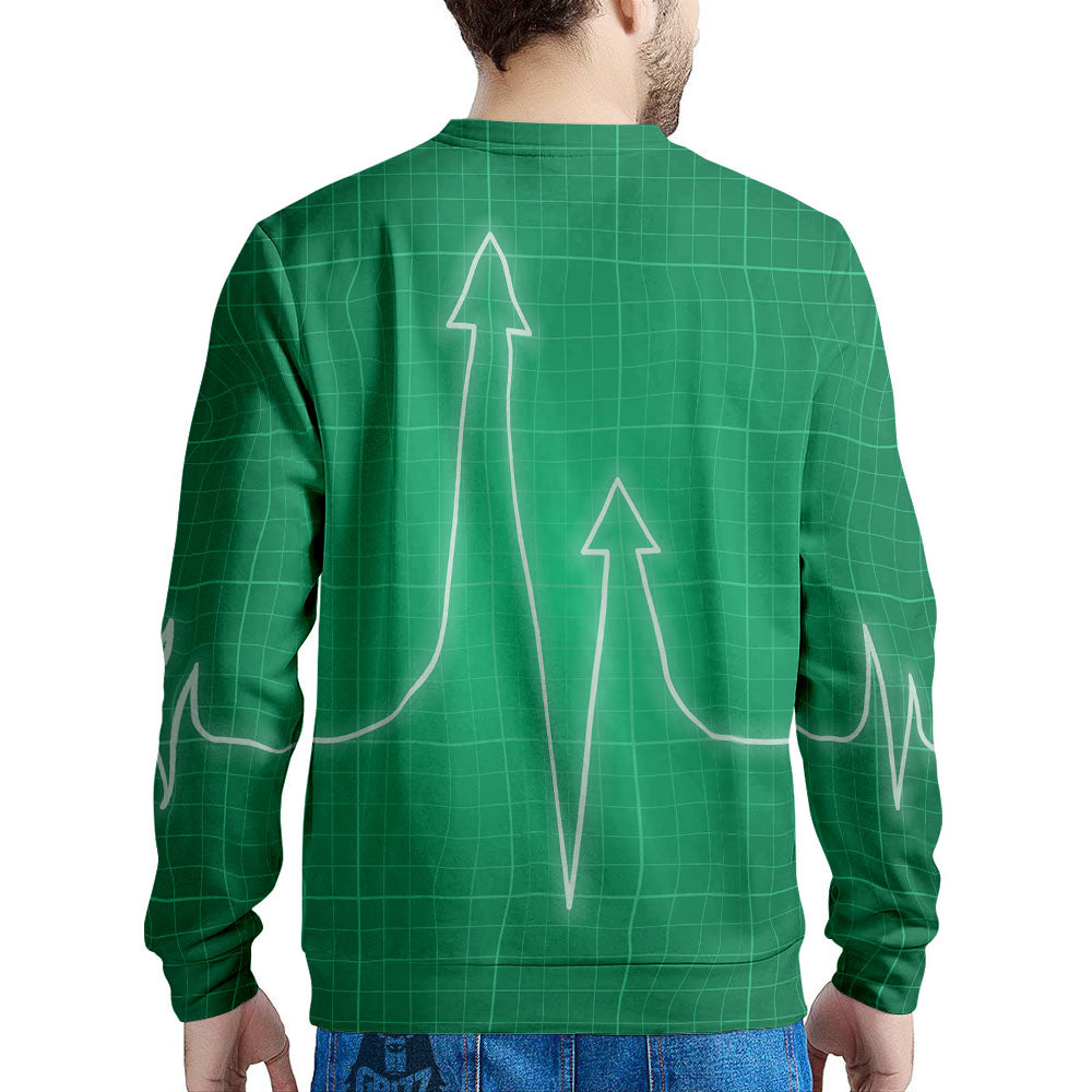 Heartbeat Green Print Men's Sweatshirt-grizzshop