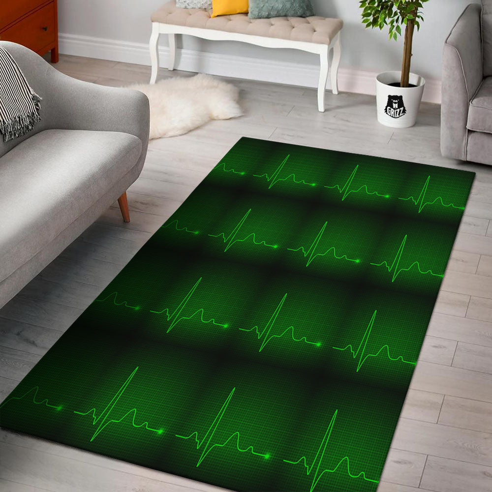 Heartbeat Green Print Pattern Floor Mat-grizzshop