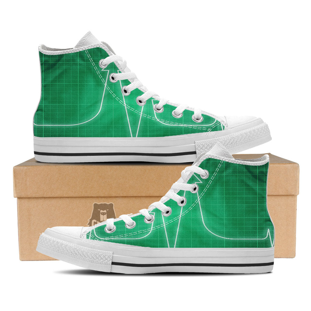 Heartbeat Green Print White High Top Shoes-grizzshop