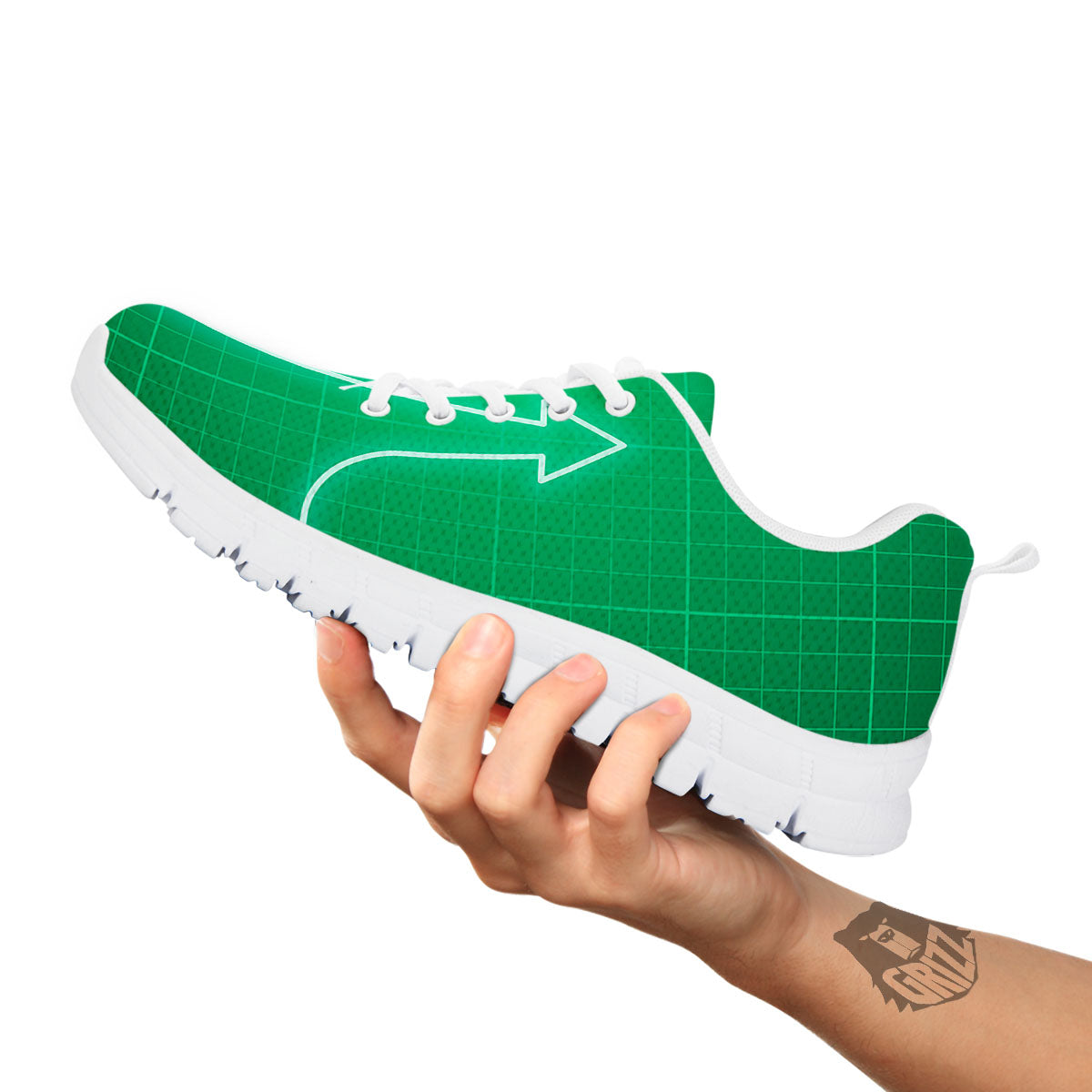 Heartbeat Green Print White Sneaker-grizzshop