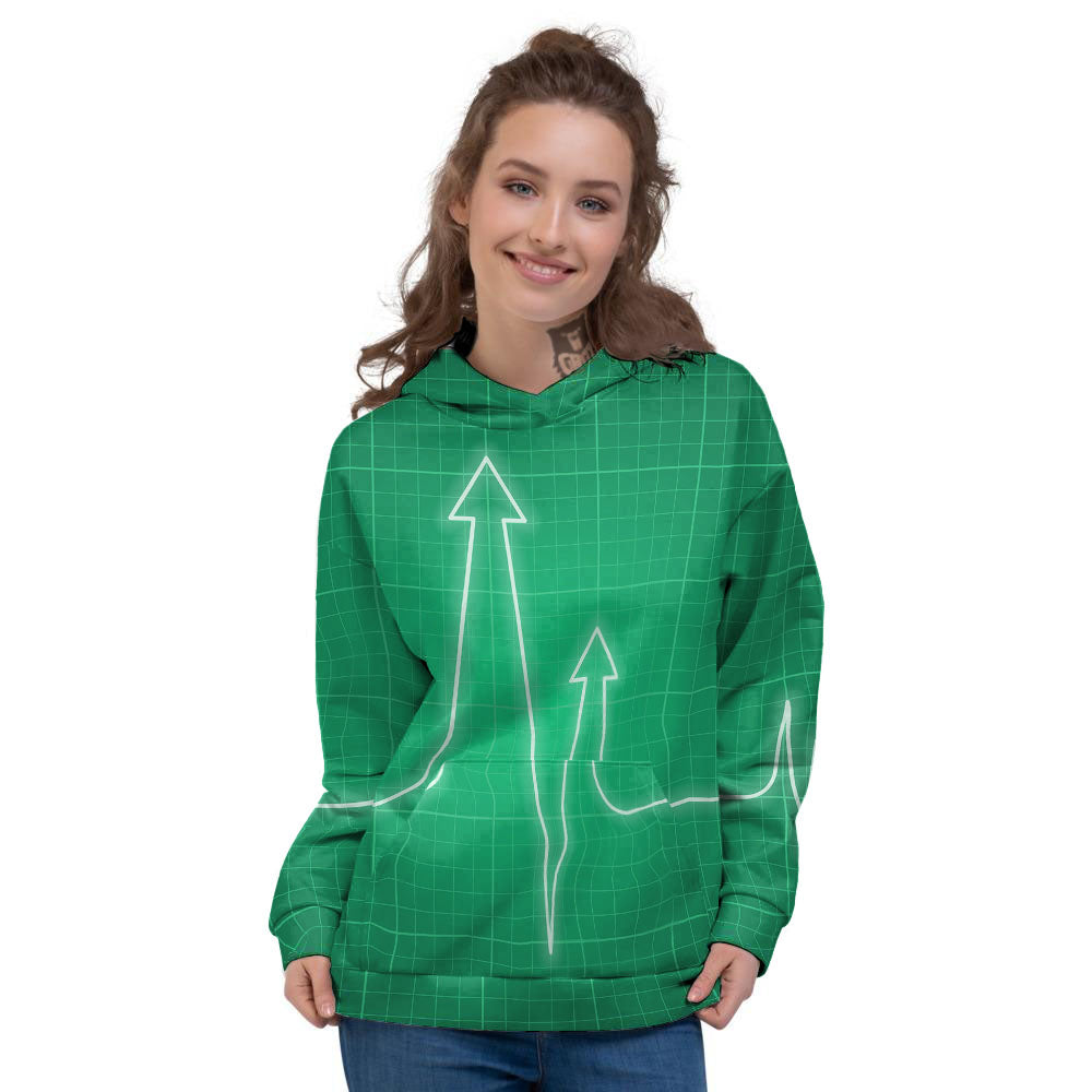 Heartbeat Green Print Women's Hoodie-grizzshop