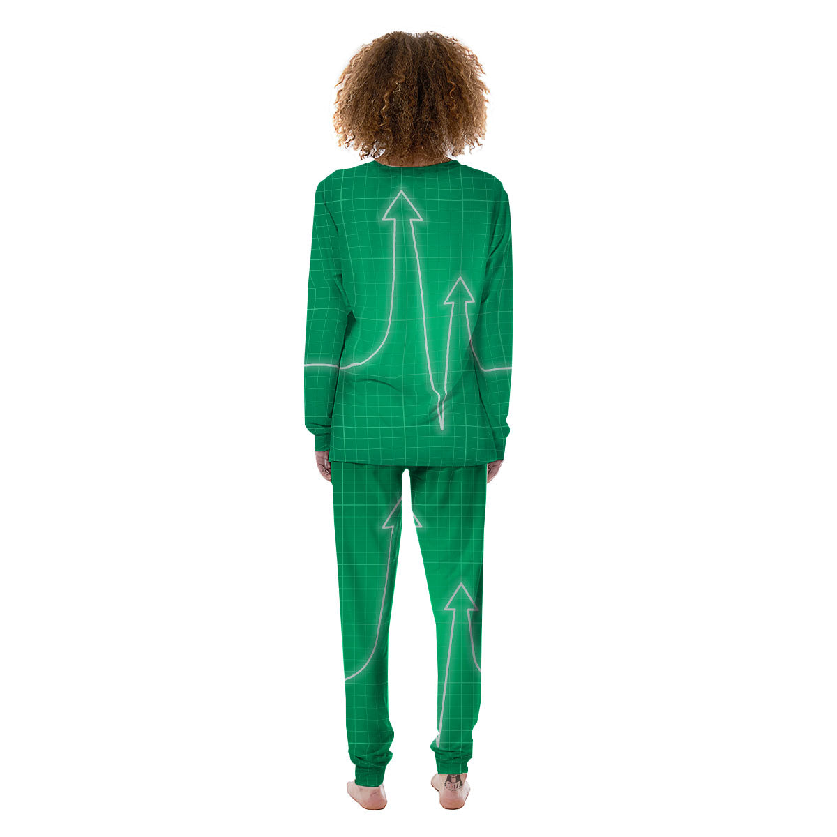 Heartbeat Green Print Women's Pajamas-grizzshop