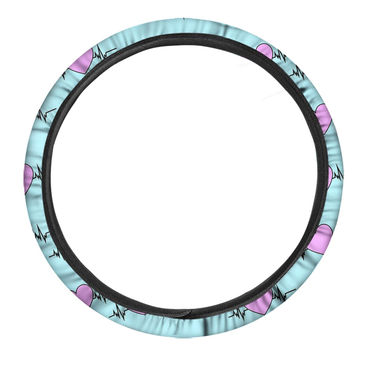 Heartbeat Pink Print Pattern Car Steering Wheel Cover-grizzshop