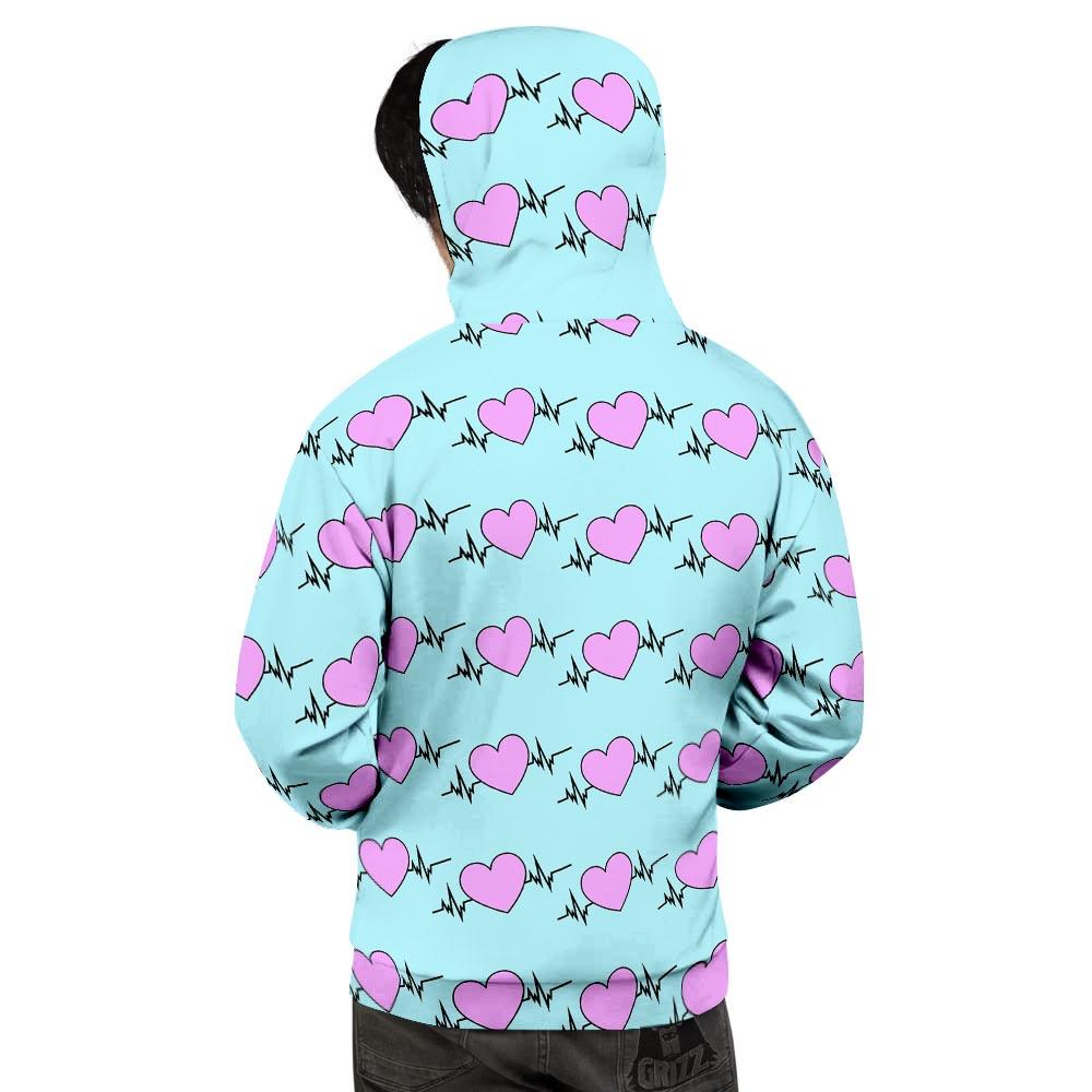 Heartbeat Pink Print Pattern Men's Hoodie-grizzshop