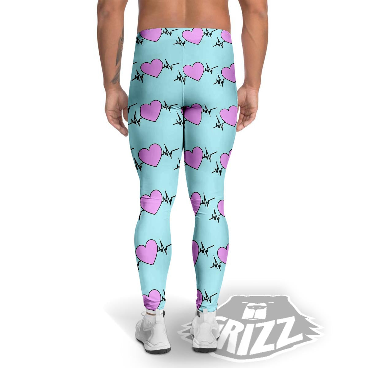 Heartbeat Pink Print Pattern Men's Leggings-grizzshop