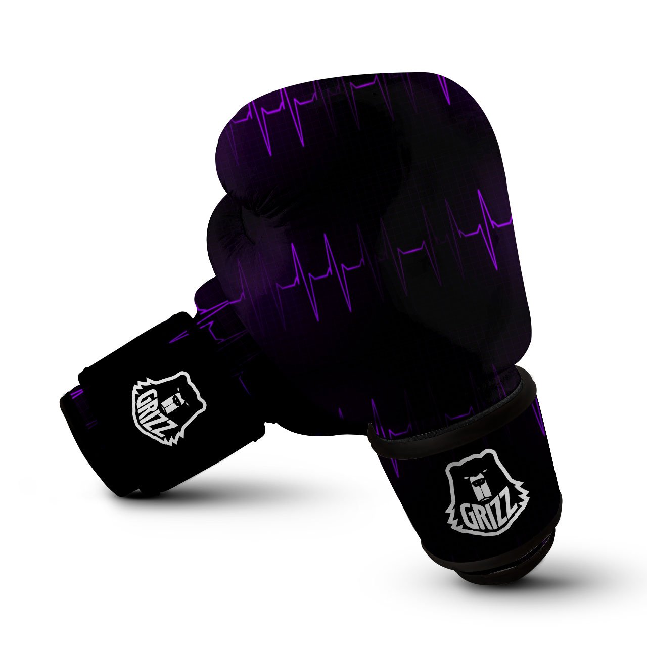 Heartbeat Purple Print Pattern Boxing Gloves-grizzshop