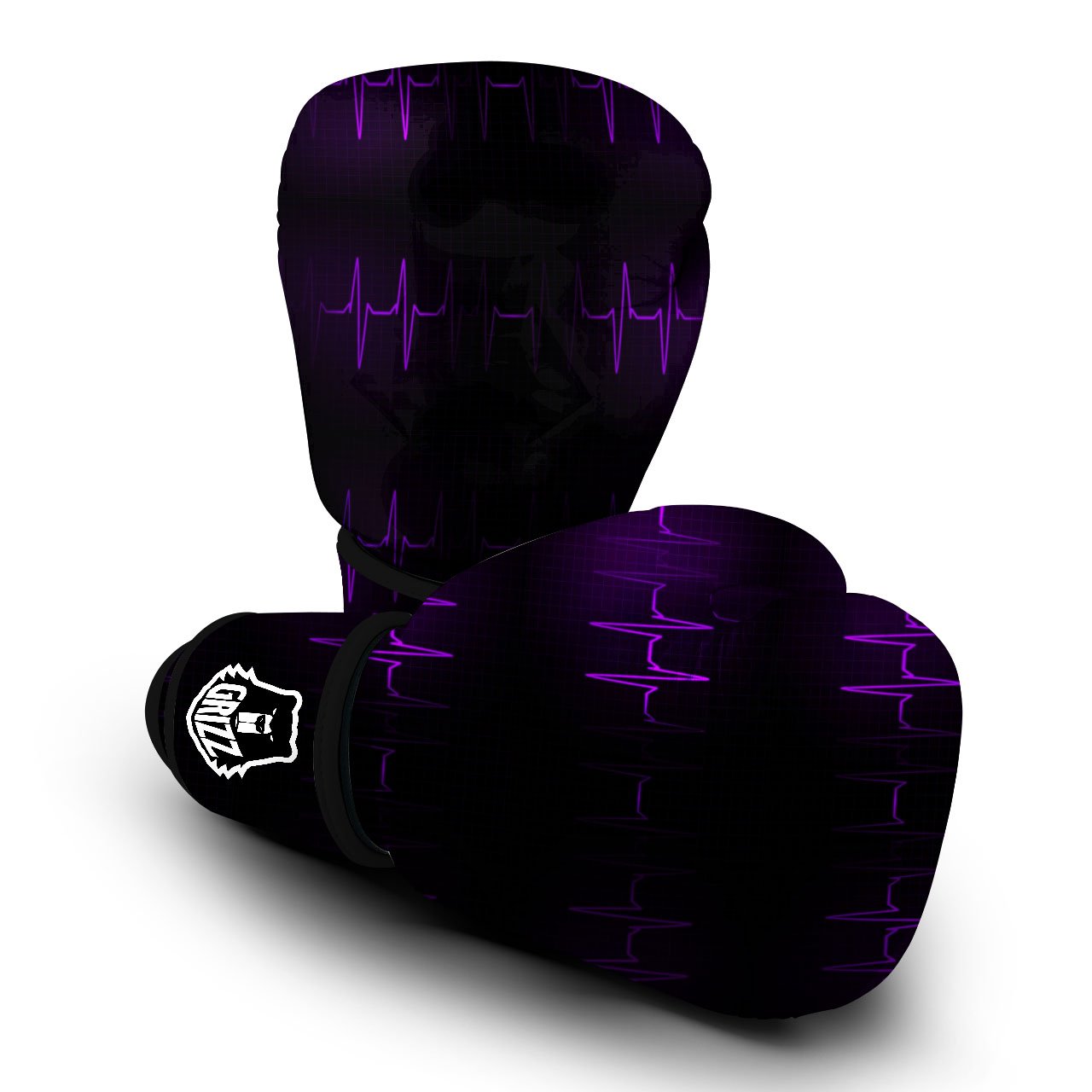 Heartbeat Purple Print Pattern Boxing Gloves-grizzshop