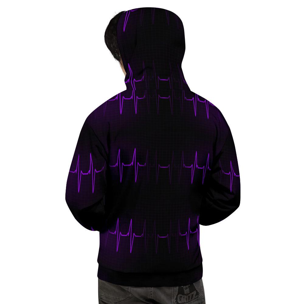 Heartbeat Purple Print Pattern Men's Hoodie-grizzshop
