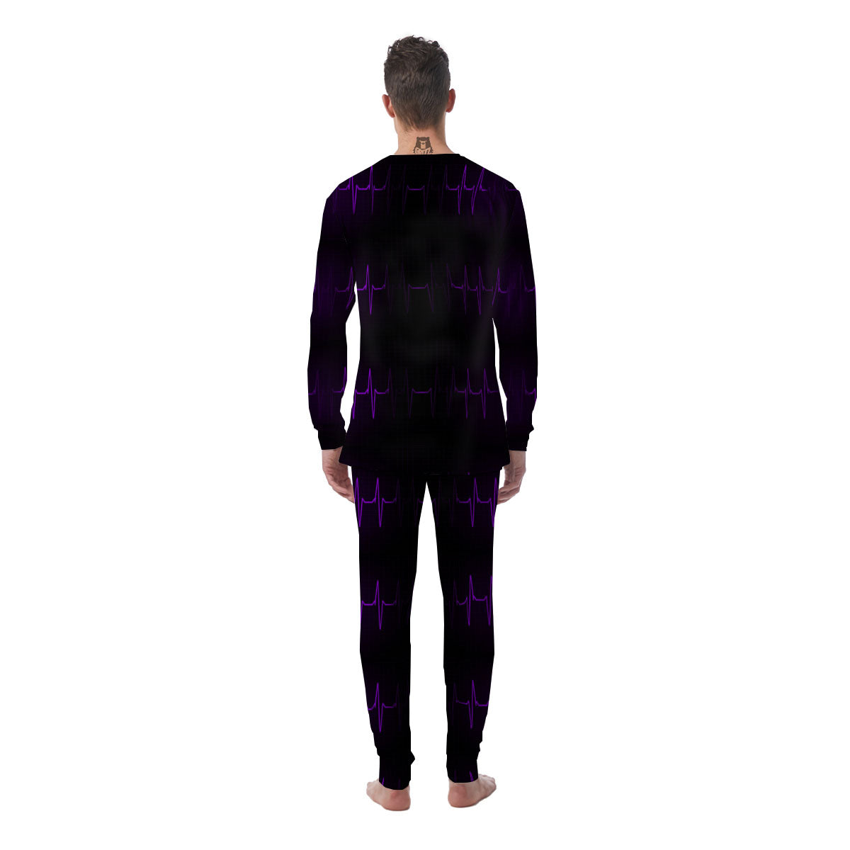 Heartbeat Purple Print Pattern Men's Pajamas-grizzshop
