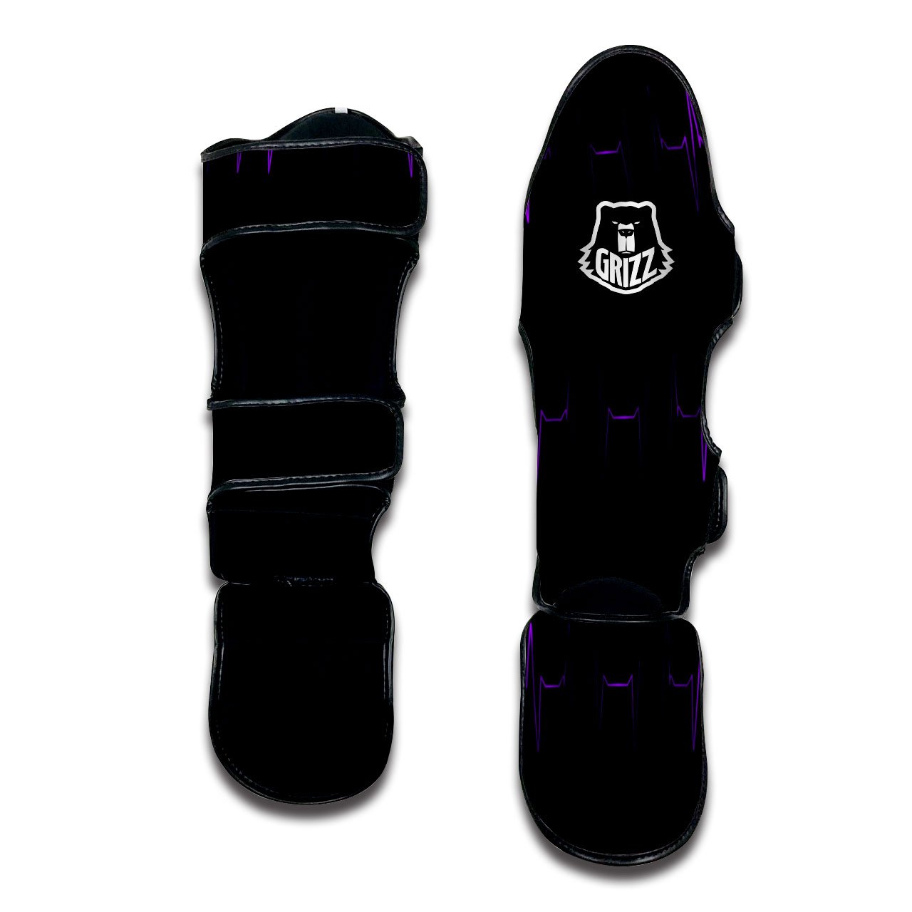 Heartbeat Purple Print Pattern Muay Thai Shin Guards-grizzshop