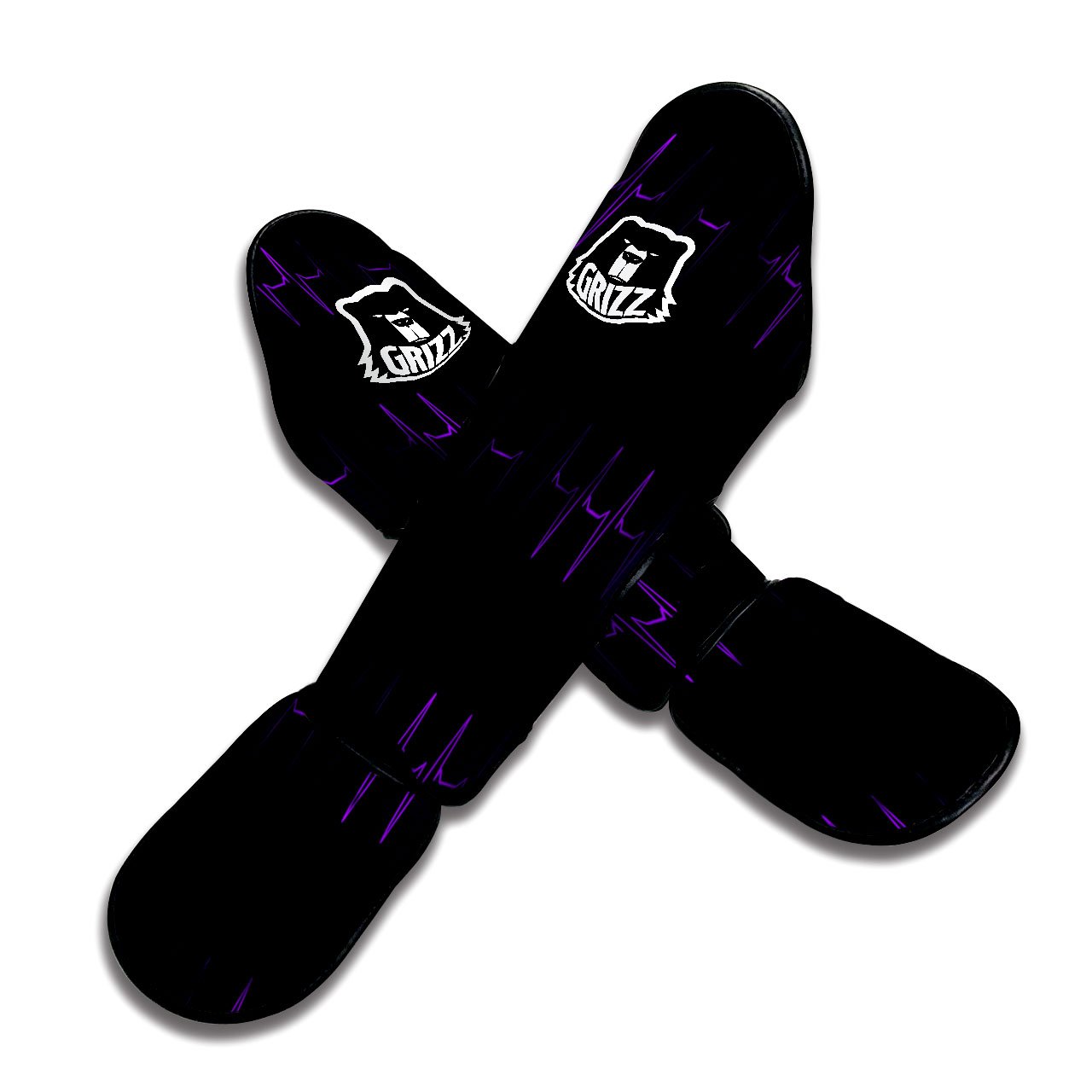 Heartbeat Purple Print Pattern Muay Thai Shin Guards-grizzshop