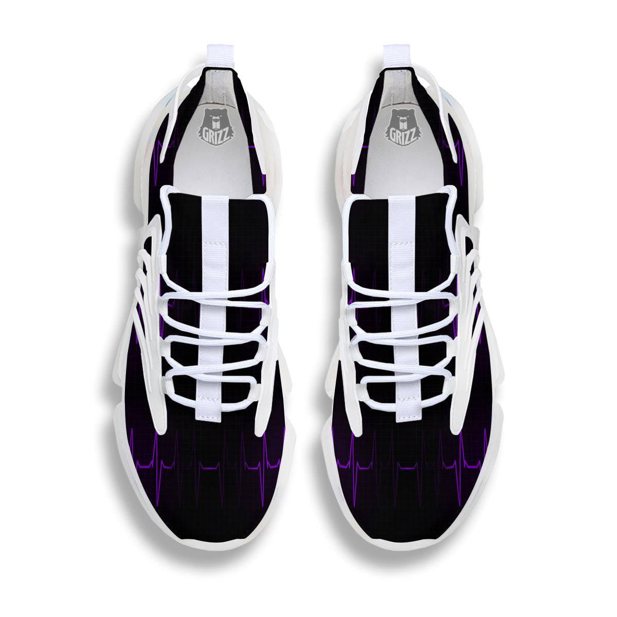Heartbeat Purple Print Pattern White Gym Shoes-grizzshop