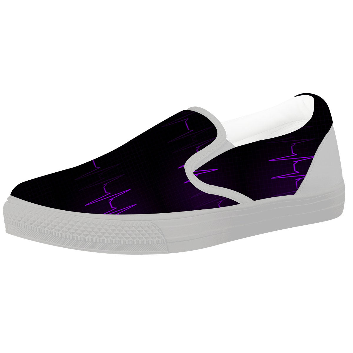 Heartbeat Purple Print Pattern White Slip On Shoes-grizzshop
