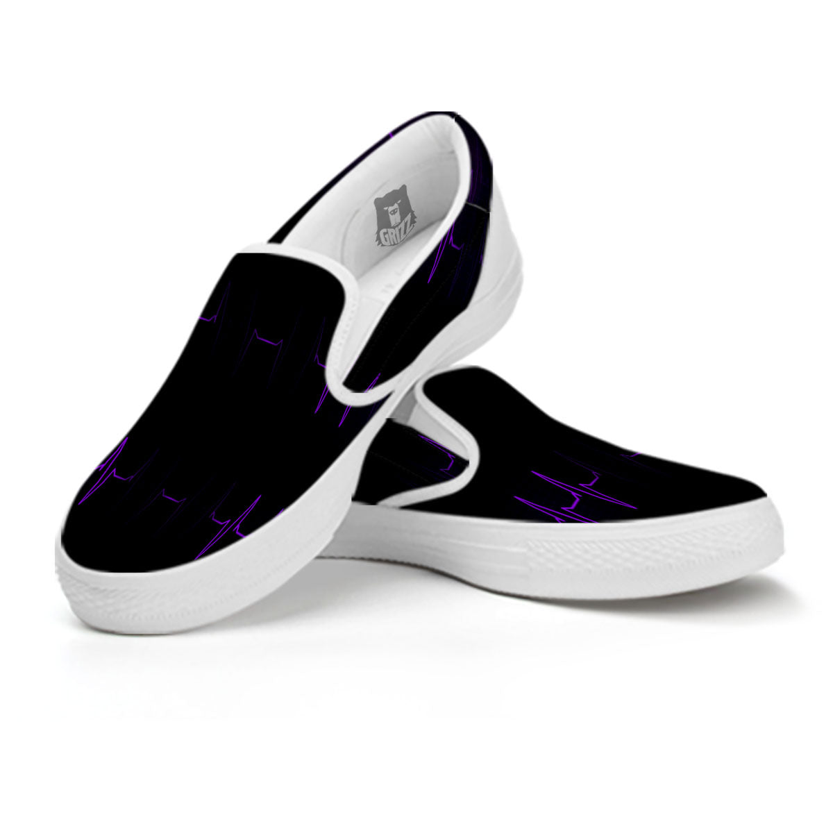 Heartbeat Purple Print Pattern White Slip On Shoes-grizzshop