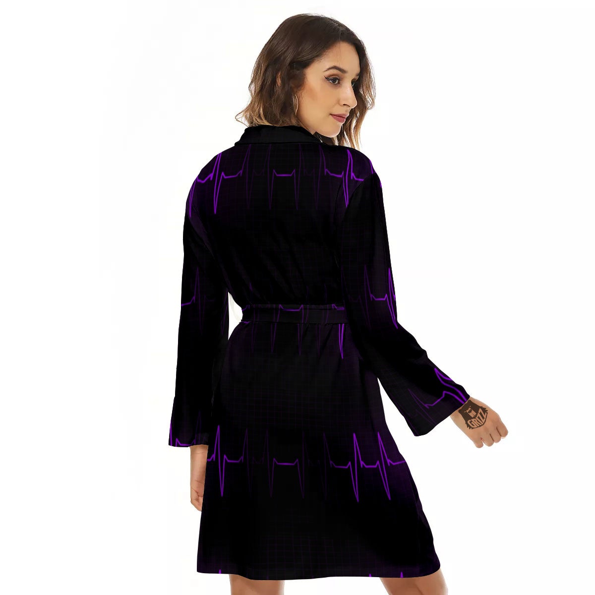 Heartbeat Purple Print Pattern Women's Robe-grizzshop