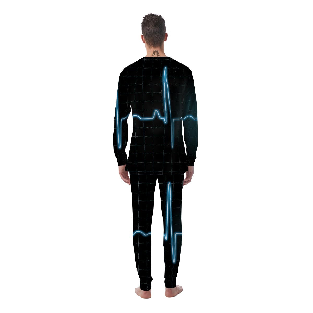 Heartbeat Teal Print Men's Pajamas-grizzshop