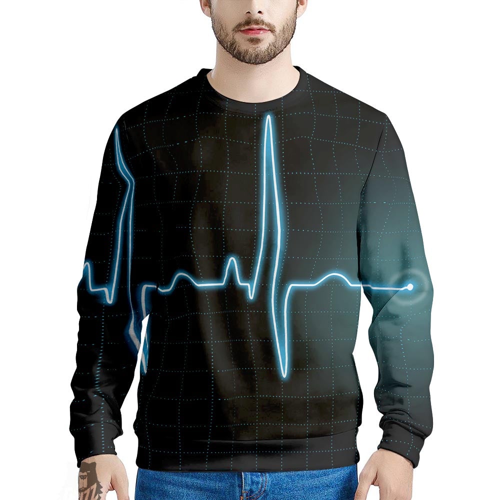 Heartbeat Teal Print Men's Sweatshirt-grizzshop