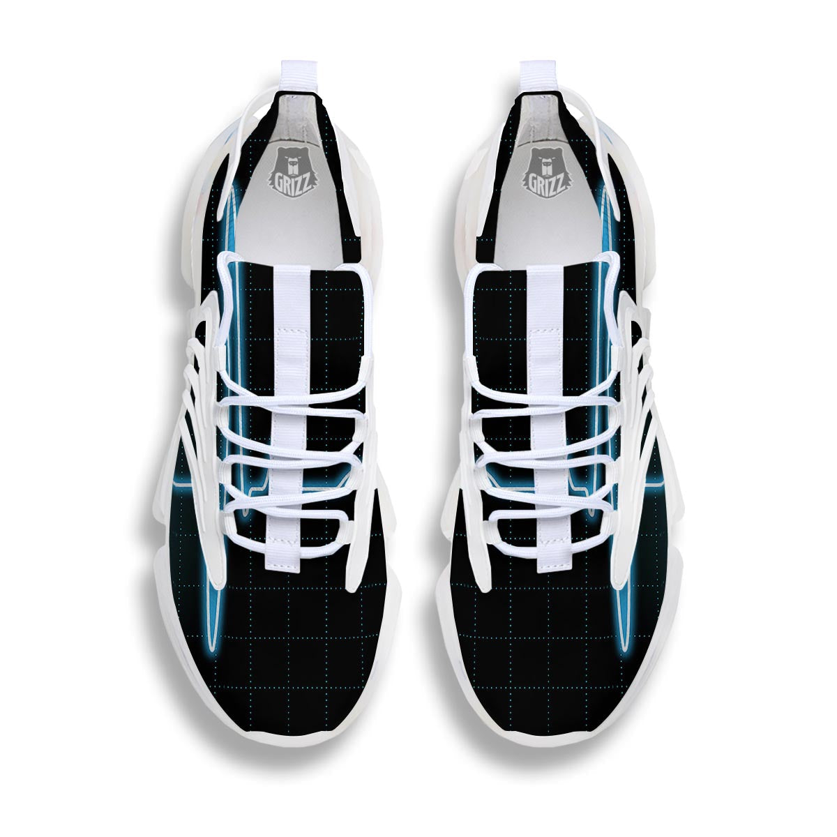 Heartbeat Teal Print White Gym Shoes-grizzshop