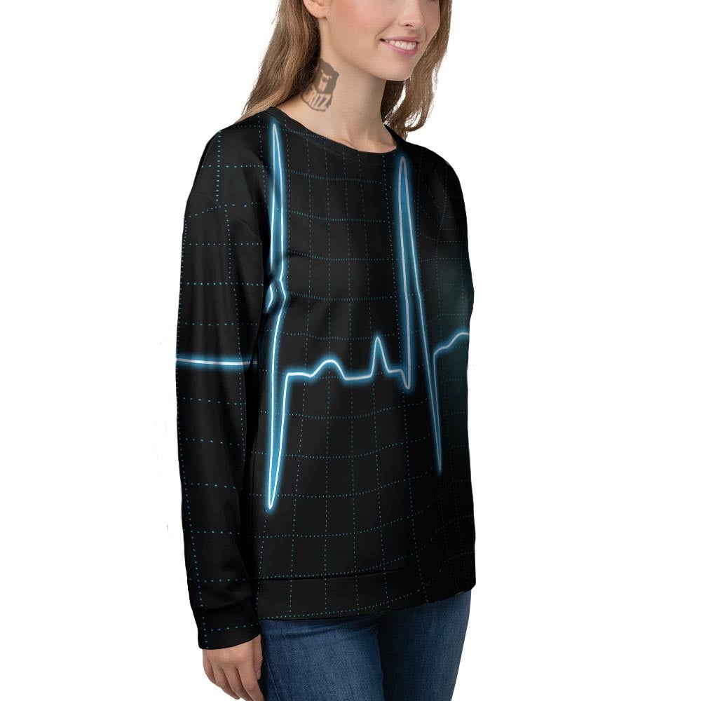 Heartbeat Teal Print Women's Sweatshirt-grizzshop