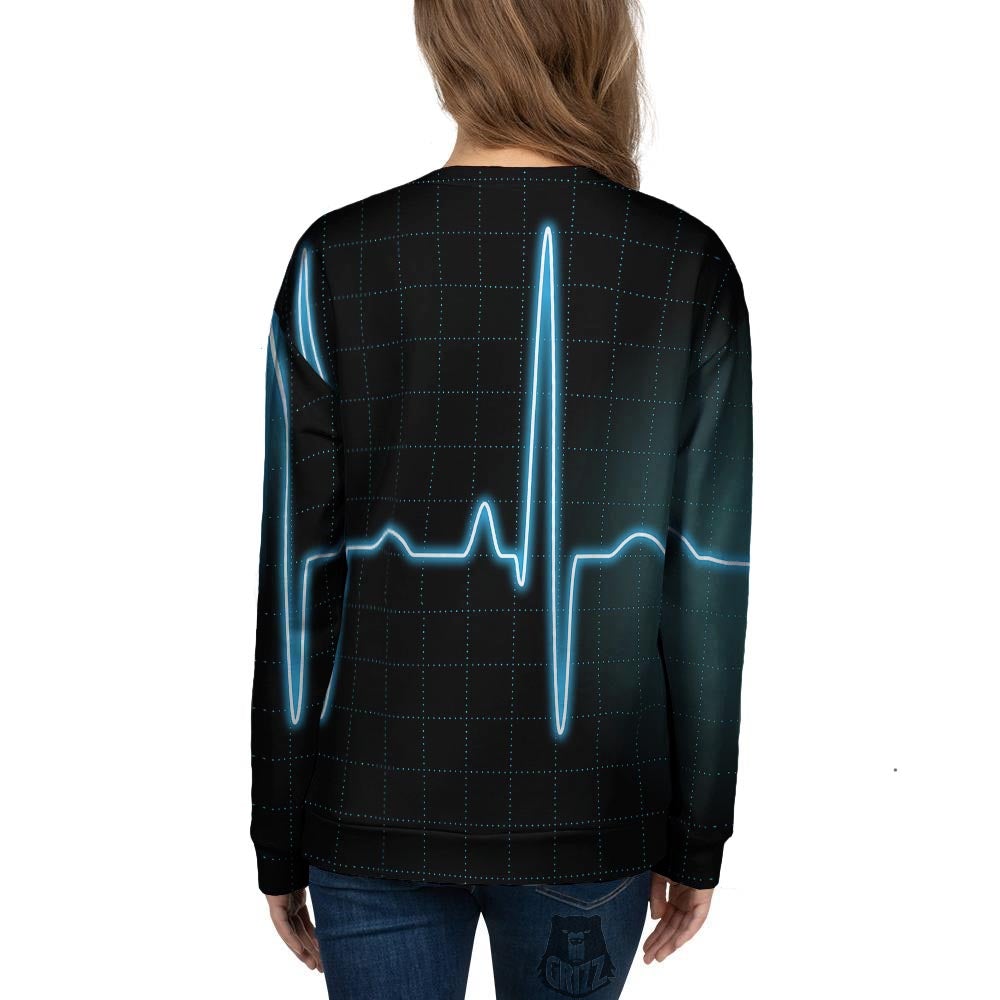 Heartbeat Teal Print Women's Sweatshirt-grizzshop