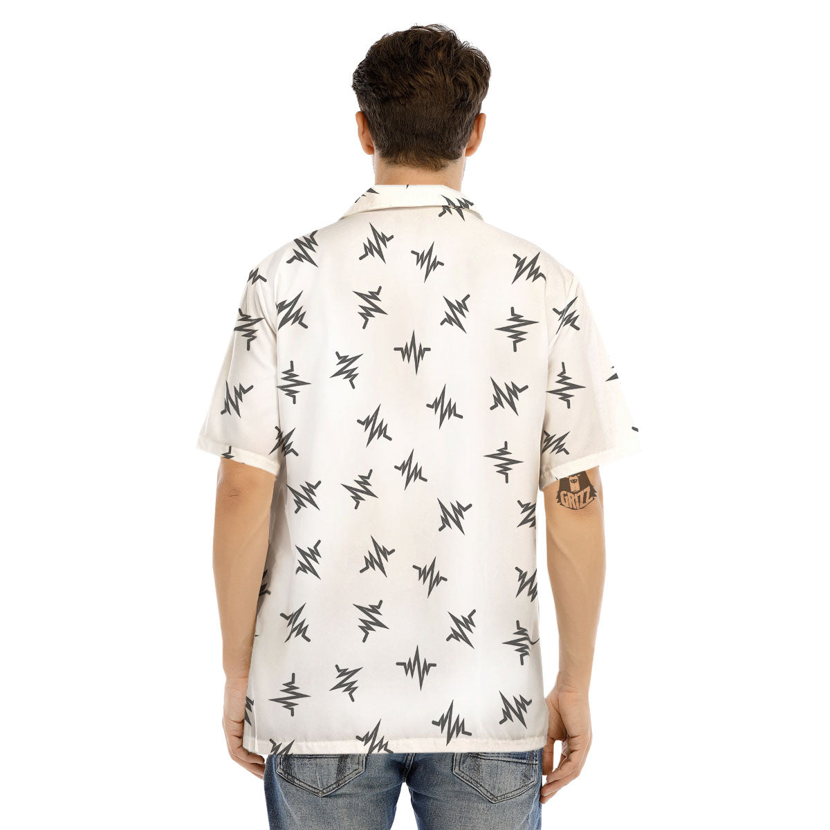 Heartbeat White And Black Print Pattern Men's Hawaiian Shirt-grizzshop