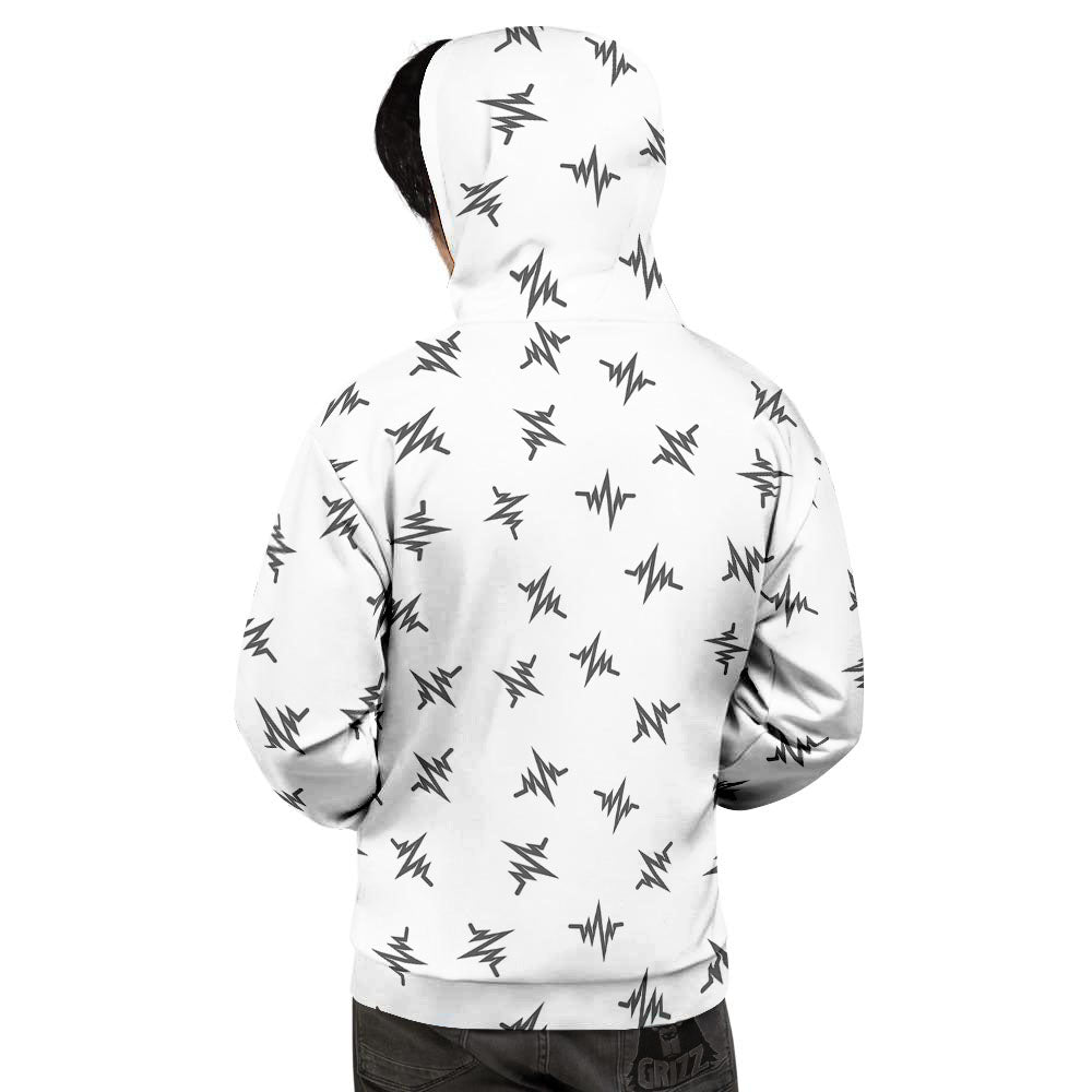 Heartbeat White And Black Print Pattern Men's Hoodie-grizzshop