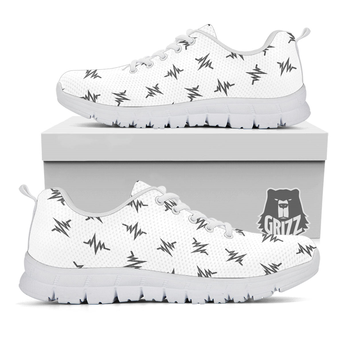 Heartbeat White And Black Print Pattern White Sneaker-grizzshop