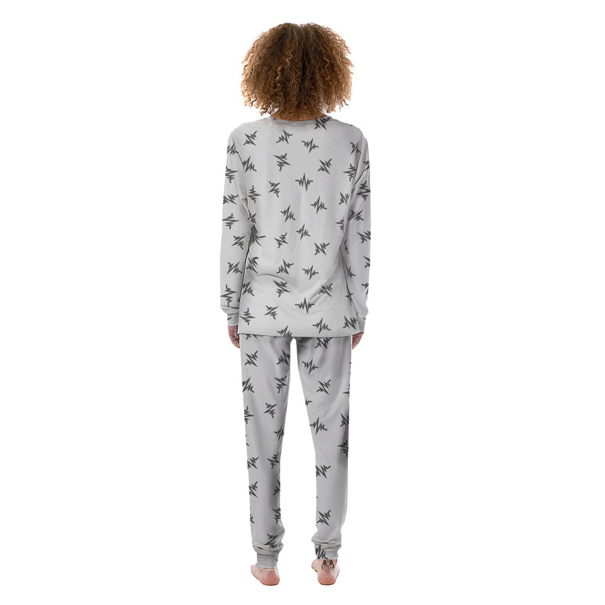 Heartbeat White And Black Print Pattern Women's Pajamas-grizzshop