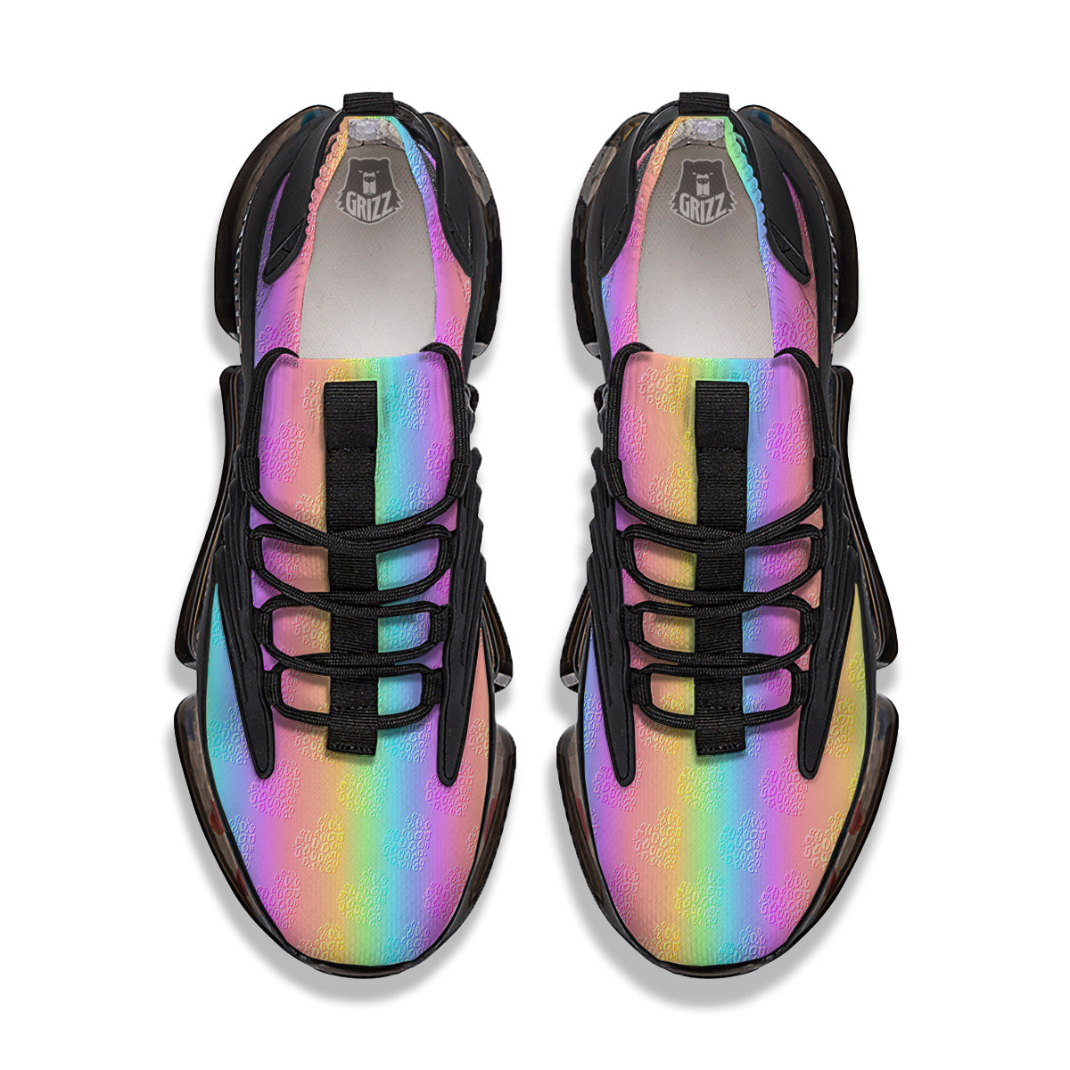 Hearts Rainbow Leopard Print Pattern Black Gym Shoes-grizzshop