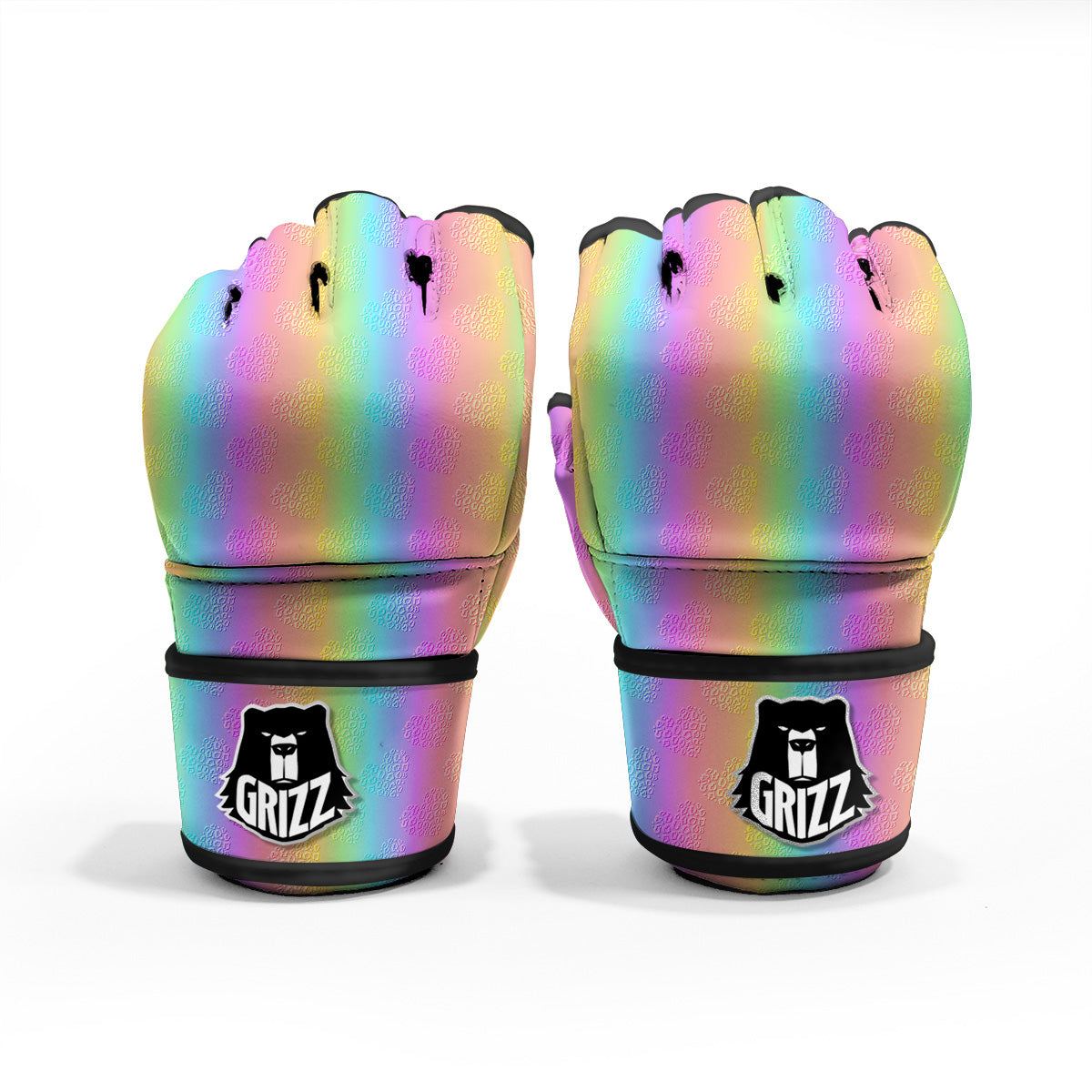 Hearts Rainbow Leopard Print Pattern MMA Gloves-grizzshop