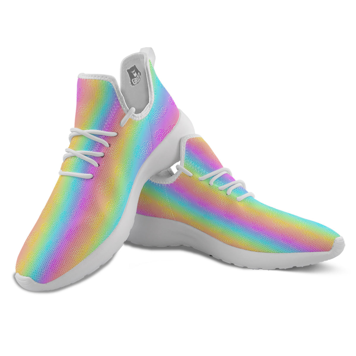 Hearts Rainbow Leopard Print Pattern White Athletic Shoes-grizzshop