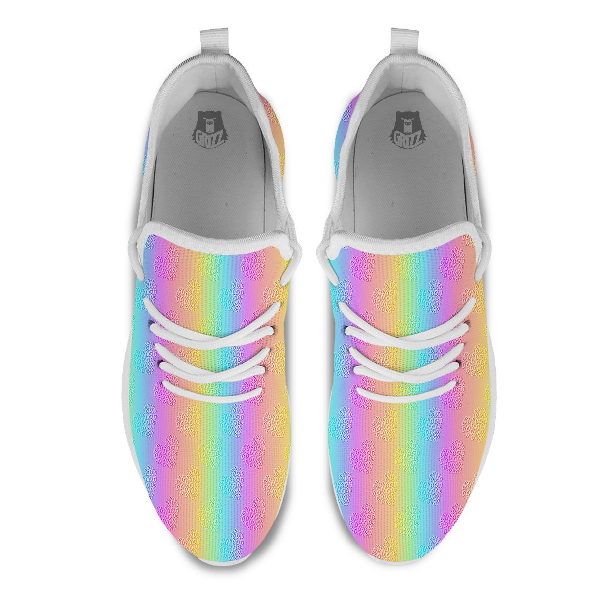 Hearts Rainbow Leopard Print Pattern White Athletic Shoes-grizzshop