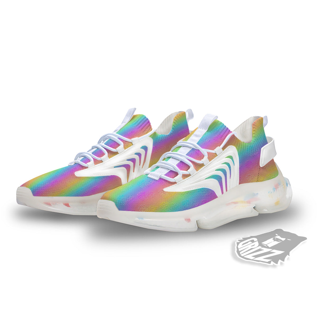 Hearts Rainbow Leopard Print Pattern White Gym Shoes-grizzshop
