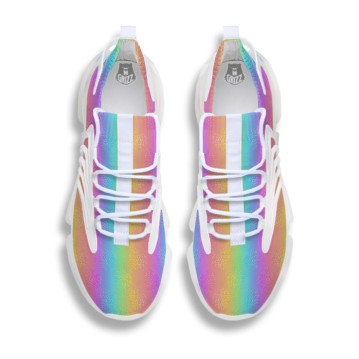 Hearts Rainbow Leopard Print Pattern White Gym Shoes-grizzshop